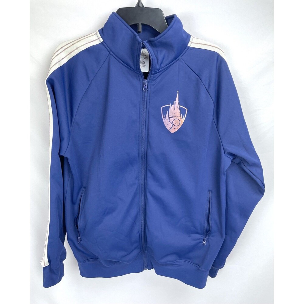 Walt Disney World Track Jacket Adult Medium Blue 50th Anniversary Zip